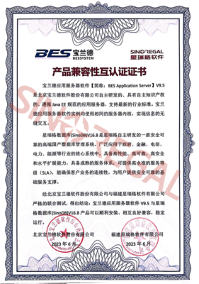 星瑞格數(shù)據(jù)庫(kù)與寶蘭德應(yīng)用服務(wù)器完成產(chǎn)品兼容互認(rèn)證，共筑國(guó)產(chǎn)化應(yīng)用軟件服務(wù)新生態(tài)